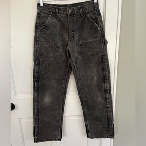 Carhartt Quilted Lined Double Knee Carpenter Pants Faded Black Zip Up Legs 32x32